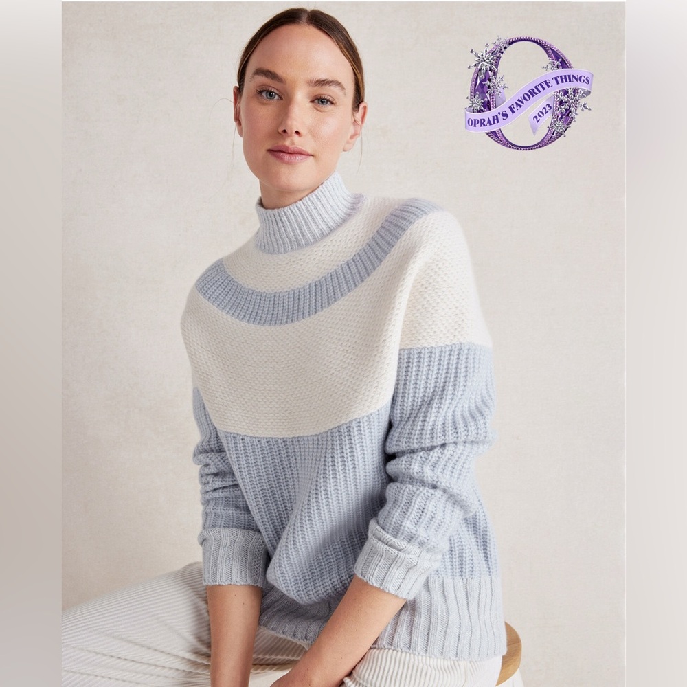 HAVEN WELL WITHIN 100% Cashmere Colorblock Yoke Sweater Size Large